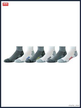 Men's Athletic Quarter Ankle Socks Cushioned Arch Support 6 Pairs